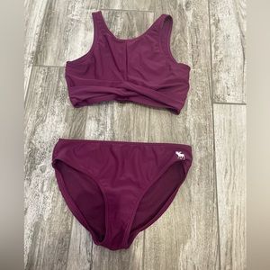 Purple swim suit, two piece bathing